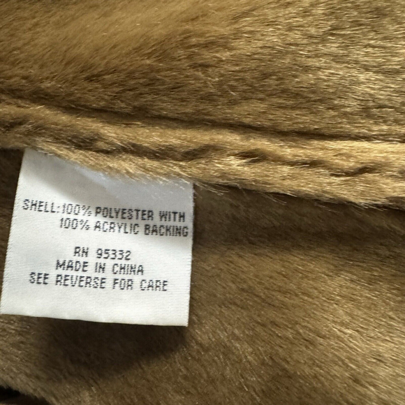 RP SPORT BY REGENT Women's Large Brown Vegan Fur Suede Button Coat Boho Western - Picture 7 of 8